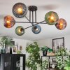 Koyoto ceiling light, globe light 78 cm blue, green, coppery, 6-light sources