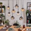 Gastor hanging light, globe light, pendant light Amber, chrome, clear, Smoke-coloured, 8-light sources