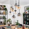 Gastor hanging light, globe light, pendant light Amber, chrome, clear, Smoke-coloured, 8-light sources