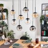 Gastor hanging light, globe light, pendant light Amber, chrome, clear, Smoke-coloured, 8-light sources