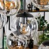 Gastor hanging light, globe light, pendant light Amber, chrome, clear, Smoke-coloured, 8-light sources