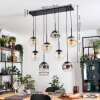 Gastor hanging light, globe light, pendant light Amber, chrome, clear, Smoke-coloured, 8-light sources