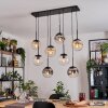 Gastor hanging light, globe light, pendant light Amber, chrome, clear, Smoke-coloured, 8-light sources