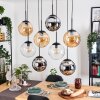 Gastor hanging light, globe light, pendant light Amber, chrome, clear, Smoke-coloured, 8-light sources