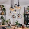 Gastor hanging light, globe light, pendant light Amber, chrome, clear, Smoke-coloured, 8-light sources
