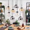 Gastor hanging light, globe light, pendant light Amber, chrome, clear, Smoke-coloured, 8-light sources