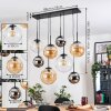 Gastor hanging light, globe light, pendant light Amber, chrome, clear, Smoke-coloured, 8-light sources