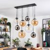 Gastor hanging light, globe light, pendant light Amber, chrome, clear, Smoke-coloured, 8-light sources