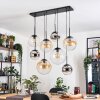 Gastor hanging light, globe light, pendant light Amber, chrome, clear, Smoke-coloured, 8-light sources