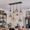 Gastor hanging light, globe light, pendant light Amber, chrome, clear, Smoke-coloured, 8-light sources