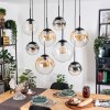 Gastor hanging light, globe light, pendant light Amber, clear, Smoke-coloured, 8-light sources