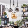 Koyoto hanging light, globe light, Cluster pendant lamp Amber, chrome, clear, Smoke-coloured, 4-light sources