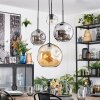 Koyoto hanging light, globe light, Cluster pendant lamp Amber, chrome, clear, Smoke-coloured, 4-light sources