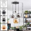Koyoto hanging light, globe light, Cluster pendant lamp Amber, chrome, clear, Smoke-coloured, 4-light sources