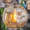 Koyoto hanging light, globe light, Cluster pendant lamp Amber, chrome, clear, Smoke-coloured, 4-light sources