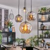 Koyoto hanging light, globe light, Cluster pendant lamp Amber, chrome, clear, Smoke-coloured, 4-light sources