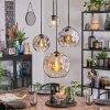 Koyoto hanging light, globe light, Cluster pendant lamp Amber, chrome, clear, Smoke-coloured, 4-light sources