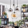 Koyoto hanging light, globe light, Cluster pendant lamp Amber, chrome, clear, Smoke-coloured, 4-light sources