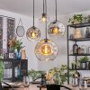 Koyoto hanging light, globe light, Cluster pendant lamp Amber, chrome, clear, Smoke-coloured, 4-light sources