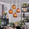 Ripoll hanging light, globe light, Cluster pendant lamp coppery, 4-light sources
