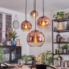 Koyoto hanging light, globe light, Cluster pendant lamp clear, coppery, 4-light sources