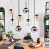 Gastor hanging light, globe light, pendant light Amber, chrome, clear, Smoke-coloured, 8-light sources