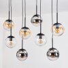 Gastor hanging light, globe light, pendant light Amber, chrome, clear, Smoke-coloured, 8-light sources