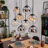 Gastor hanging light, globe light, pendant light Amber, chrome, clear, Smoke-coloured, 8-light sources