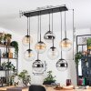Gastor hanging light, globe light, pendant light Amber, chrome, clear, Smoke-coloured, 8-light sources
