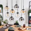 Gastor hanging light, globe light, pendant light Amber, clear, Smoke-coloured, 8-light sources