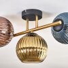 Koyoto ceiling light, globe light gold, black, 3-light sources