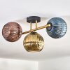 Koyoto ceiling light, globe light gold, black, 3-light sources