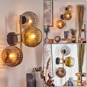 Ripoll globe light, wall light gold, black, 3-light sources