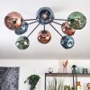 Ripoll ceiling light, globe light blue, green, coppery, 8-light sources