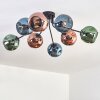 Ripoll ceiling light, globe light blue, green, coppery, 8-light sources