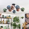 Ripoll ceiling light, globe light blue, green, coppery, 8-light sources