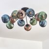 Koyoto ceiling light, globe light 89 cm blue, green, coppery, 12-light sources