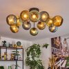 Koyoto ceiling light, globe light 89 cm blue, gold, green, 12-light sources