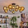 Koyoto ceiling light, globe light 89 cm blue, gold, green, 12-light sources
