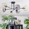 Koyoto ceiling light, globe light 80 cm Amber, clear, Smoke-coloured, 6-light sources