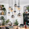 Gastor hanging light, globe light, pendant light Amber, clear, Smoke-coloured, 8-light sources