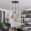 Ripoll globe light, Cluster pendant lamp chrome, clear, Smoke-coloured, 4-light sources