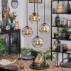 Ripoll hanging light, globe light, Cluster pendant lamp chrome, clear, Smoke-coloured, 4-light sources