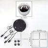 Ripoll hanging light, globe light, Cluster pendant lamp chrome, clear, Smoke-coloured, 4-light sources