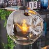 Ripoll hanging light, globe light, Cluster pendant lamp chrome, clear, Smoke-coloured, 4-light sources