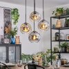 Ripoll hanging light, globe light, Cluster pendant lamp chrome, clear, Smoke-coloured, 4-light sources