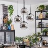 Ripoll hanging light, globe light, Cluster pendant lamp chrome, clear, Smoke-coloured, 4-light sources