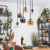 Koyoto hanging light, globe light, pendant light Amber, chrome, clear, Smoke-coloured, 6-light sources