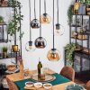 Koyoto hanging light, globe light, pendant light Amber, chrome, clear, Smoke-coloured, 6-light sources