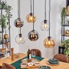 Koyoto hanging light, globe light, pendant light Amber, chrome, clear, Smoke-coloured, 6-light sources